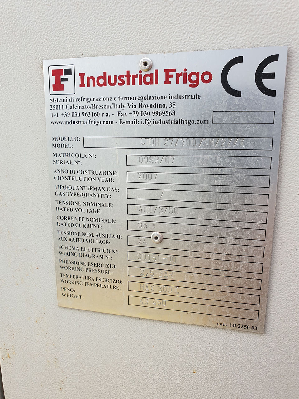 Industriell Frigo CTOH 27/300/SM/2Z/X oljekylare ZU2087